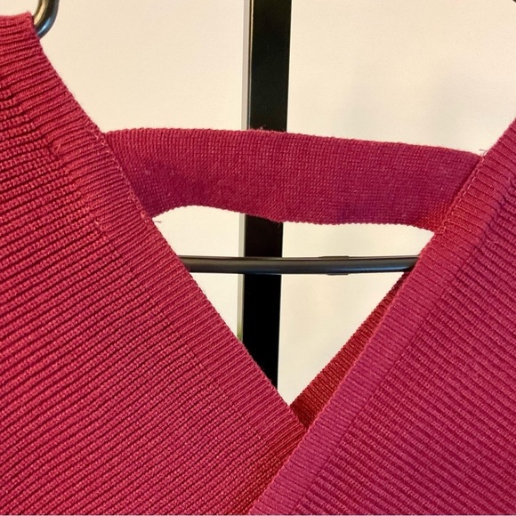 Knit Mini Dress with Ballooned Sleeves Burgundy - Large/X Large - Picture 4 of 5